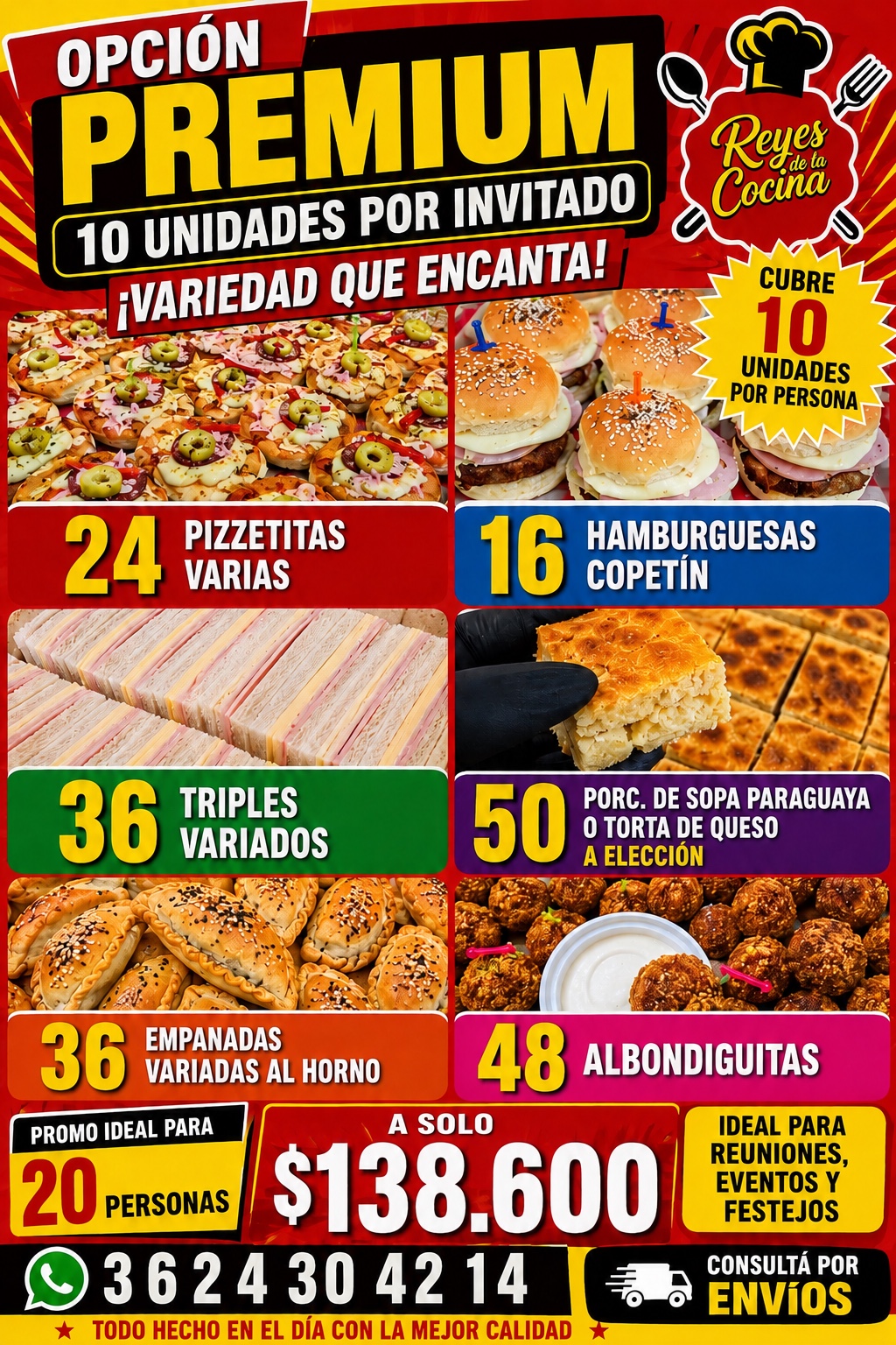 Promo Premium 20 personas - $138.600